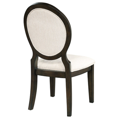 Side Chair - Twyla Upholstered Oval Back Dining Side Chairs Cream and Dark Cocoa (Set of 2)