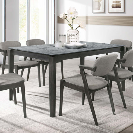 Dining Table - Stevie Rectangular Faux Marble Top Dining Table Grey and Black