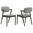 Arm Chair - Stevie Upholstered Demi Arm Dining Side Chairs Brown Grey and Black (Set of 2)