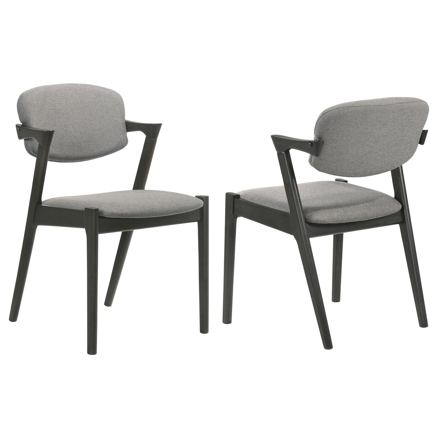 Arm Chair - Stevie Upholstered Demi Arm Dining Side Chairs Brown Grey and Black (Set of 2)