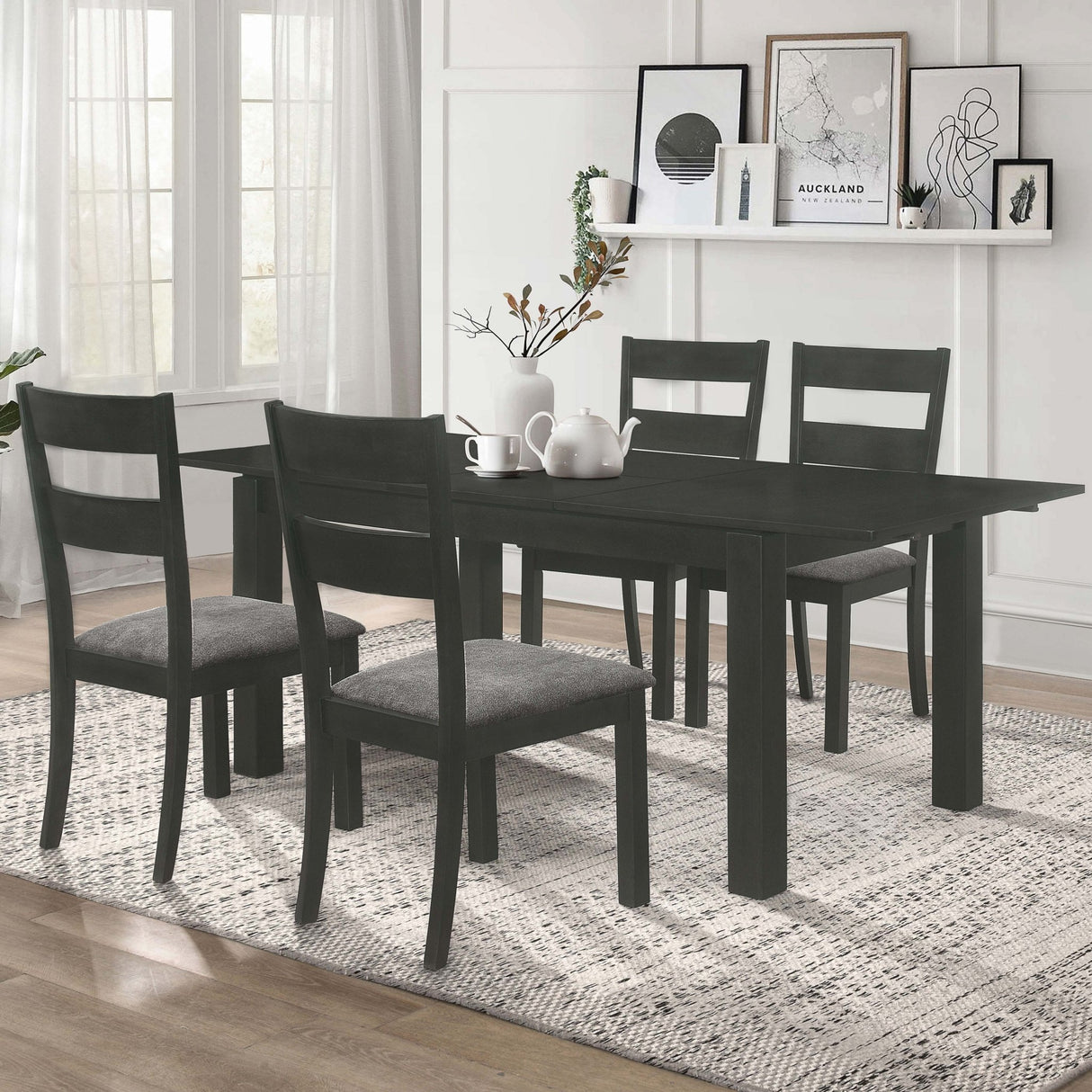 Jakob 5 - piece Rectangular Dining Set Grey and Black | Coaster | Home Elegance USA