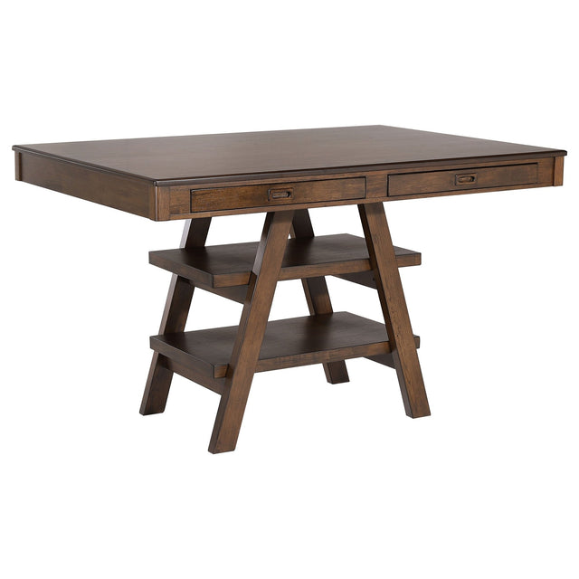 Dewey 2 - drawer Counter Height Table with Open Shelves Walnut | Coaster | Home Elegance USA