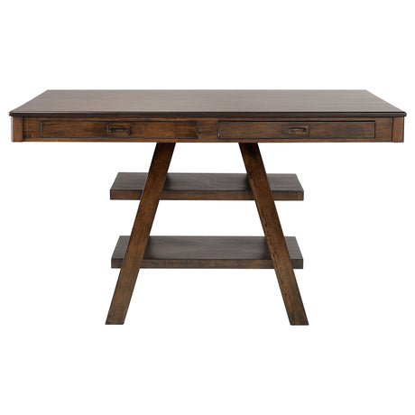 Dewey 2 - drawer Counter Height Table with Open Shelves Walnut | Coaster - 115208 - Home Elegance USA - 3