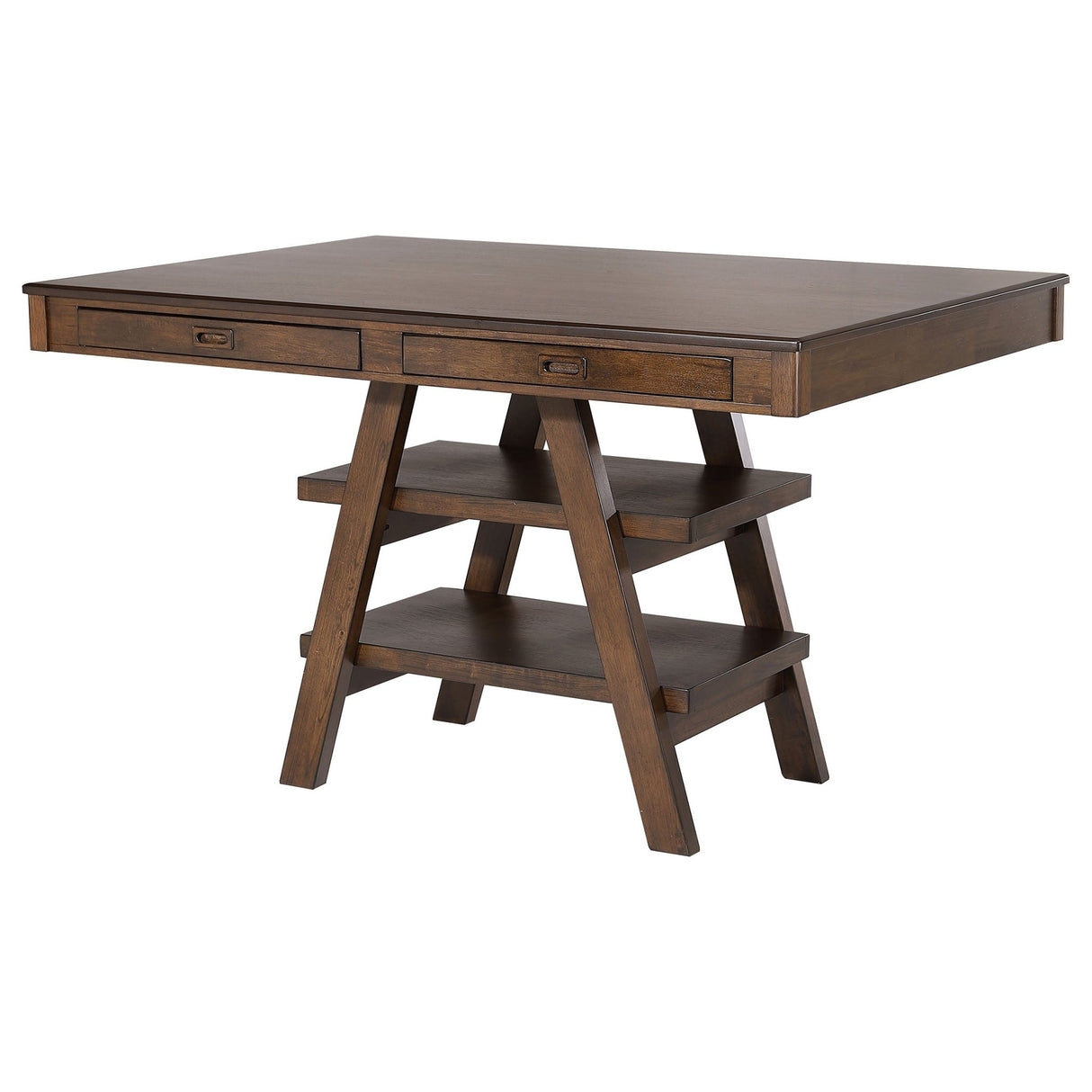 Dewey 2 - drawer Counter Height Table with Open Shelves Walnut | Coaster | Home Elegance USA