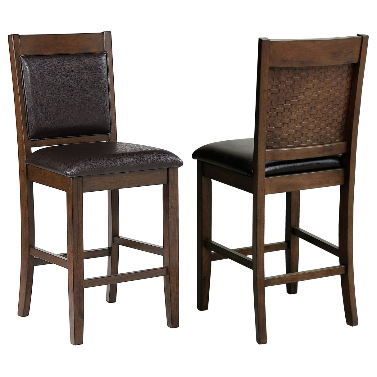 Dewey Upholstered Counter Height Chairs with Footrest (Set of 2) Brown and Walnut | Coaster - 115209 - Home Elegance USA - 1