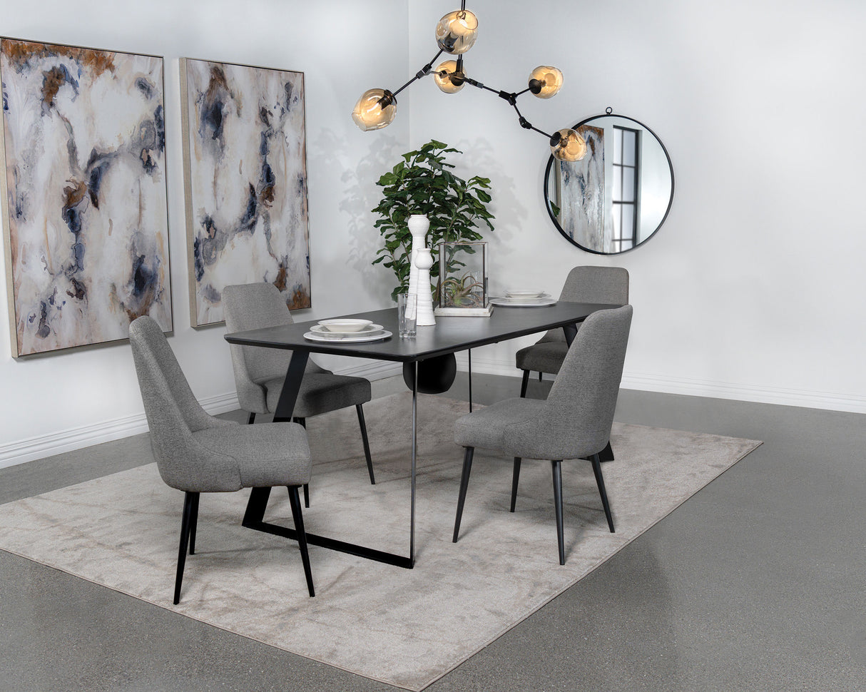 Smith 5-piece Rectangular Ceramic Top Dining Table Set Black - Home Elegance USA