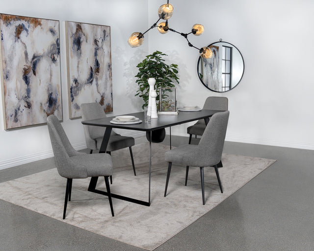 Smith 5-piece Rectangular Ceramic Top Dining Table Set Black - Home Elegance USA