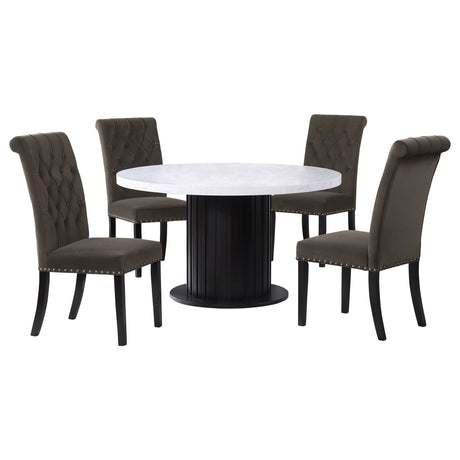 Sherry 5 - piece Round Dining Set with Brown Velvet Chairs - 115490 - S5BV - image - 1