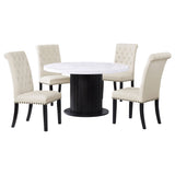 Sherry 5 - piece Round Dining Set with Beige Fabric Chairs | Coaster | Home Elegance USA