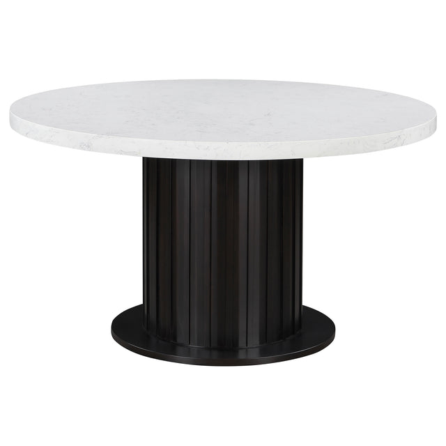 Dining Table - Sherry Round Dining Table Rustic Espresso and White