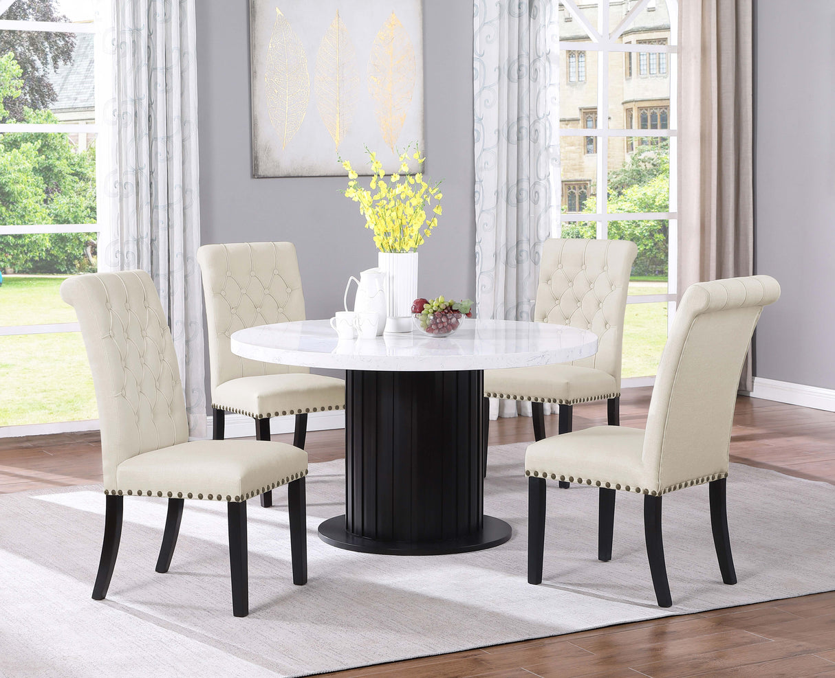 Dining Table - Sherry Round Dining Table Rustic Espresso and White