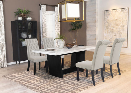 Sherry 5 - piece Rectangular Marble Top Dining Set Sand and White | Coaster | Home Elegance USA