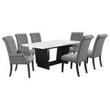 Sherry 7-piece Rectangular Marble Top Dining Table Set Grey -  Coaster Furniture