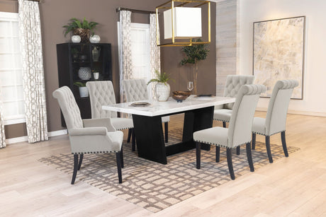 Sherry 7 - piece Rectangular Marble Top Dining Set Sand and White | Coaster | Home Elegance USA