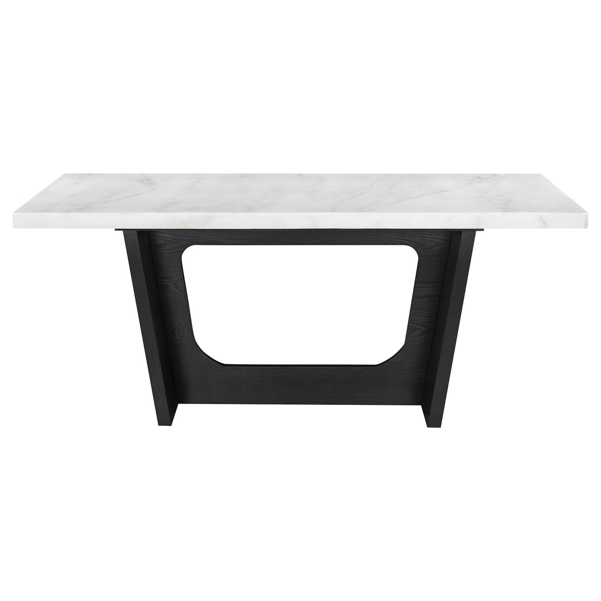 Dining Table - Sherry Trestle Base Marble Top Dining Table Espresso and White