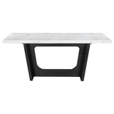 Dining Table - Sherry Trestle Base Marble Top Dining Table Espresso and White