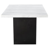 Dining Table - Sherry Trestle Base Marble Top Dining Table Espresso and White