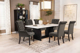 Dining Table - Sherry Trestle Base Marble Top Dining Table Espresso and White