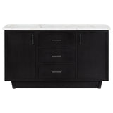 Sideboard - Sherry 3-drawer Marble Top Dining Sideboard Server White and Rustic Espresso