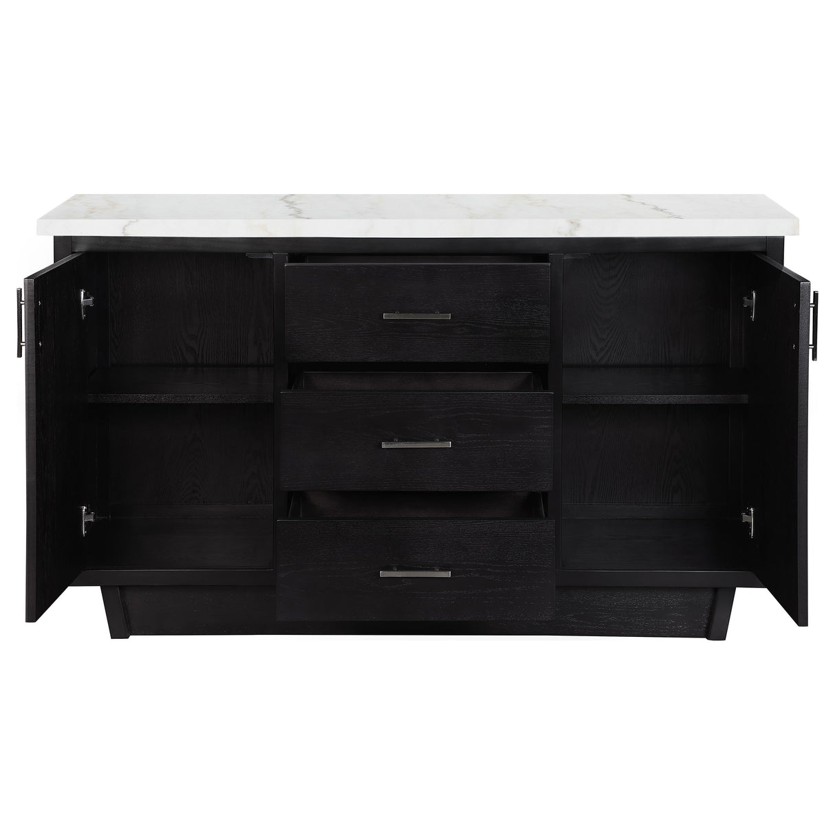 Sideboard - Sherry 3-drawer Marble Top Dining Sideboard Server White and Rustic Espresso