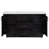 Sideboard - Sherry 3-drawer Marble Top Dining Sideboard Server White and Rustic Espresso