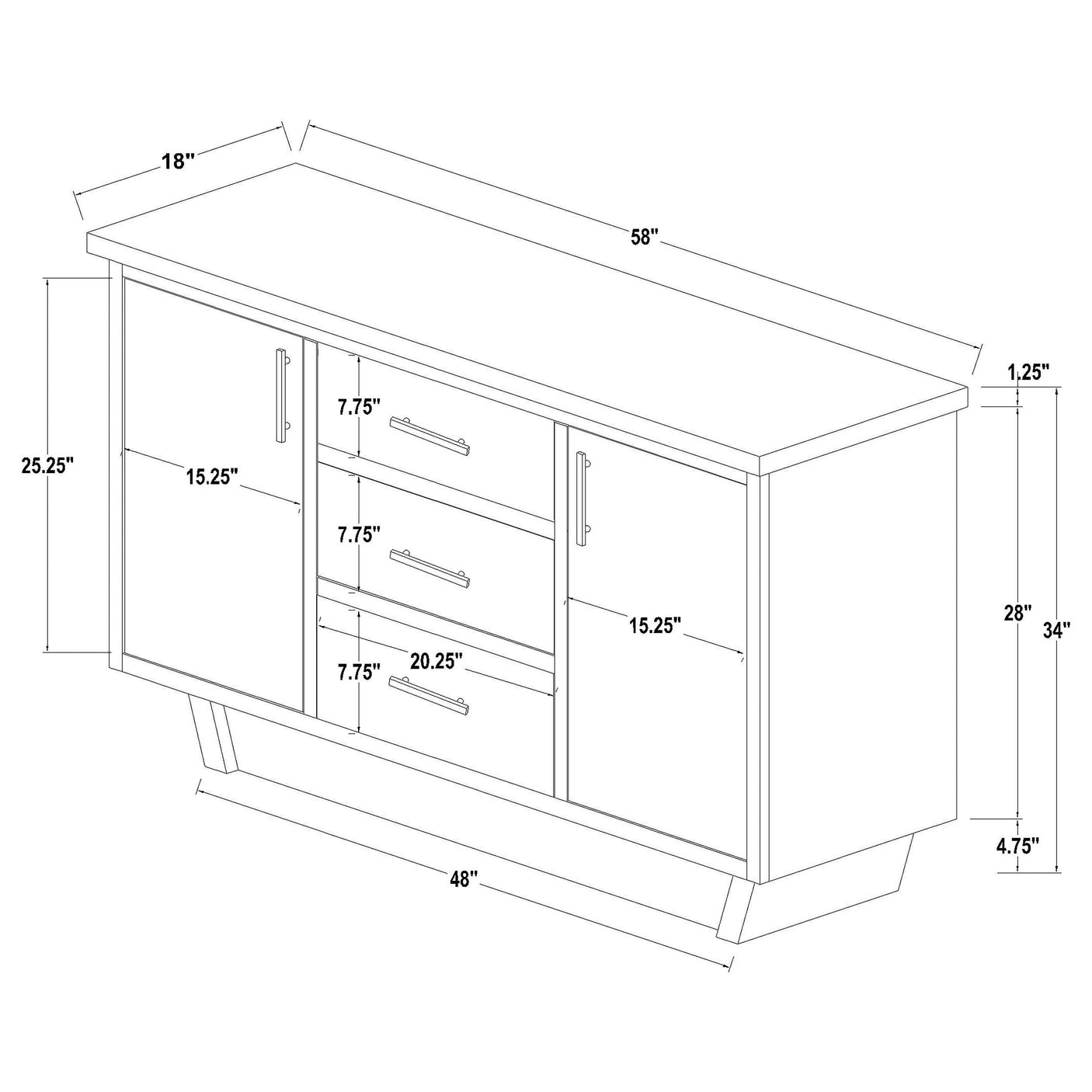 Sideboard - Sherry 3-drawer Marble Top Dining Sideboard Server White and Rustic Espresso