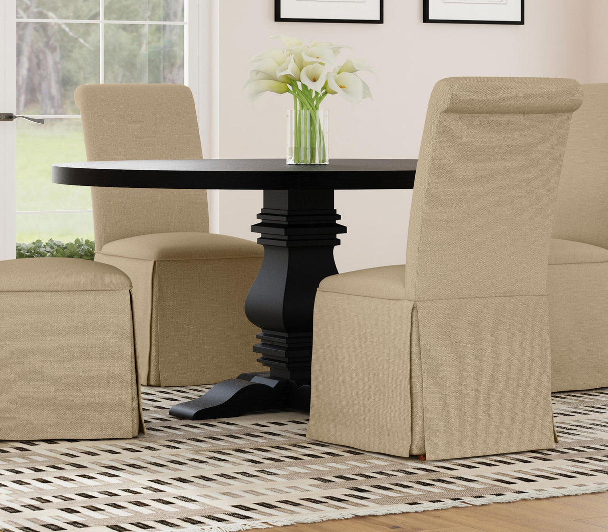 Florence Round 60-inch Pedestal Base Dining Table Black - Home Elegance USA