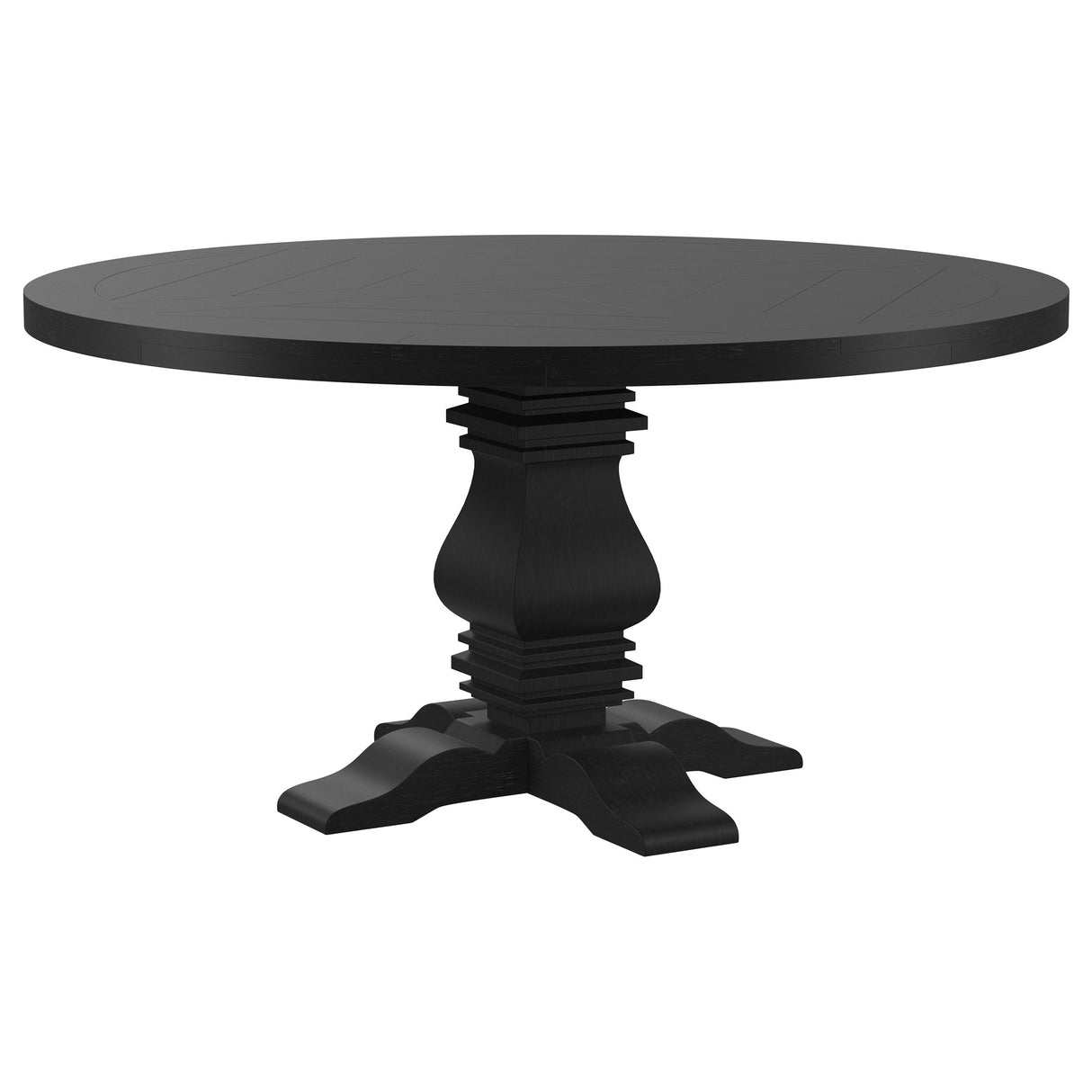 Florence Round 60-inch Pedestal Base Dining Table Black - Home Elegance USA