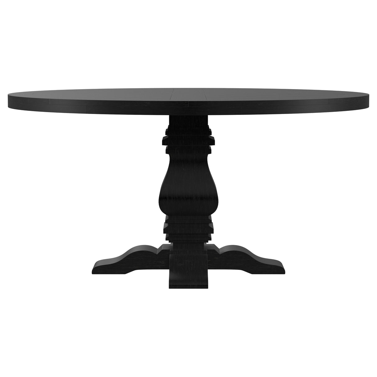 Florence Round 60-inch Pedestal Base Dining Table Black - Home Elegance USA