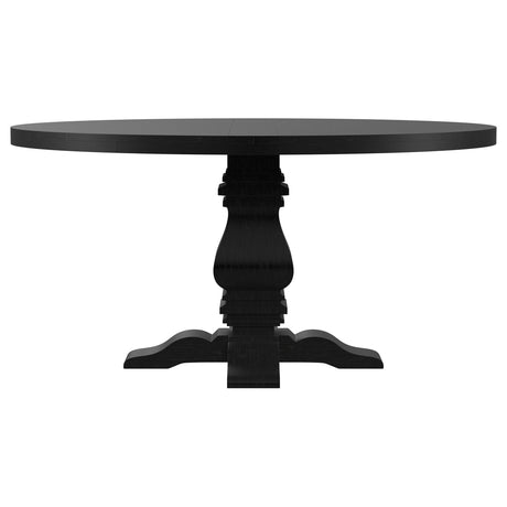 Florence Round 60-inch Pedestal Base Dining Table Black - Home Elegance USA