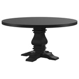 Florence Round 60-inch Pedestal Base Dining Table Black - Home Elegance USA