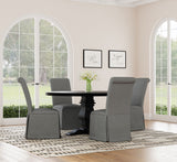 Florence Round 60-inch Pedestal Base Dining Table Black - Home Elegance USA