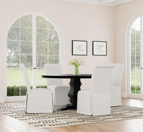 Florence Round 60-inch Pedestal Base Dining Table Black - Home Elegance USA