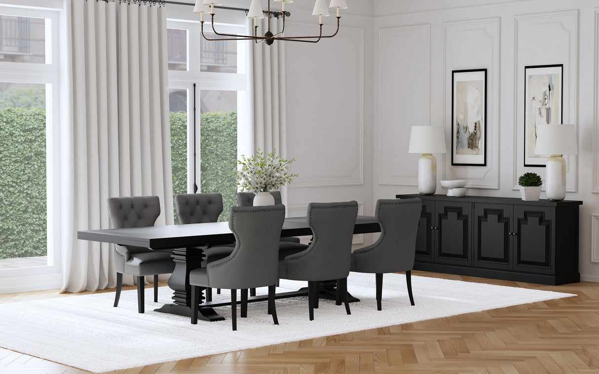 Florence 7-piece 126-inch Extension Dining Table Set Grey - Home Elegance USA