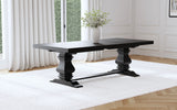 Florence 126-inch Extension Dining Table Distressed Black - Home Elegance USA
