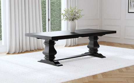 Florence 126-inch Extension Dining Table Distressed Black - Home Elegance USA