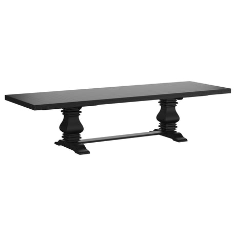 Florence 126-inch Extension Dining Table Distressed Black - Home Elegance USA