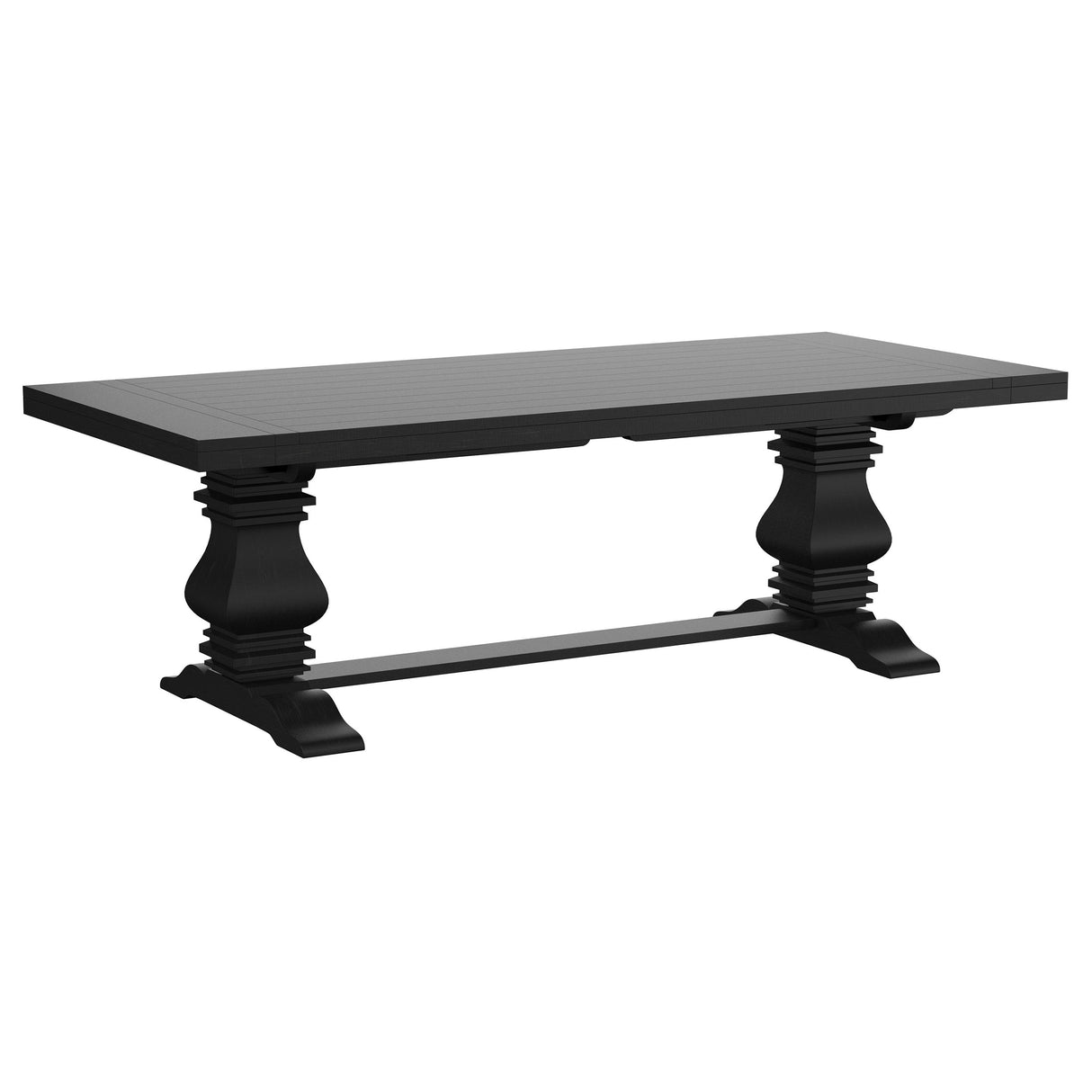 Florence 126-inch Extension Dining Table Distressed Black - Home Elegance USA