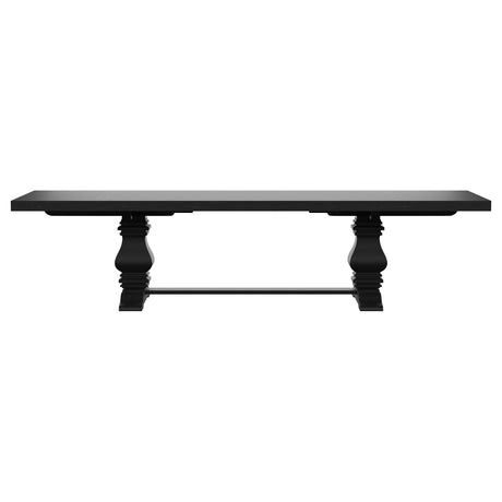 Florence 126-inch Extension Dining Table Distressed Black - Home Elegance USA