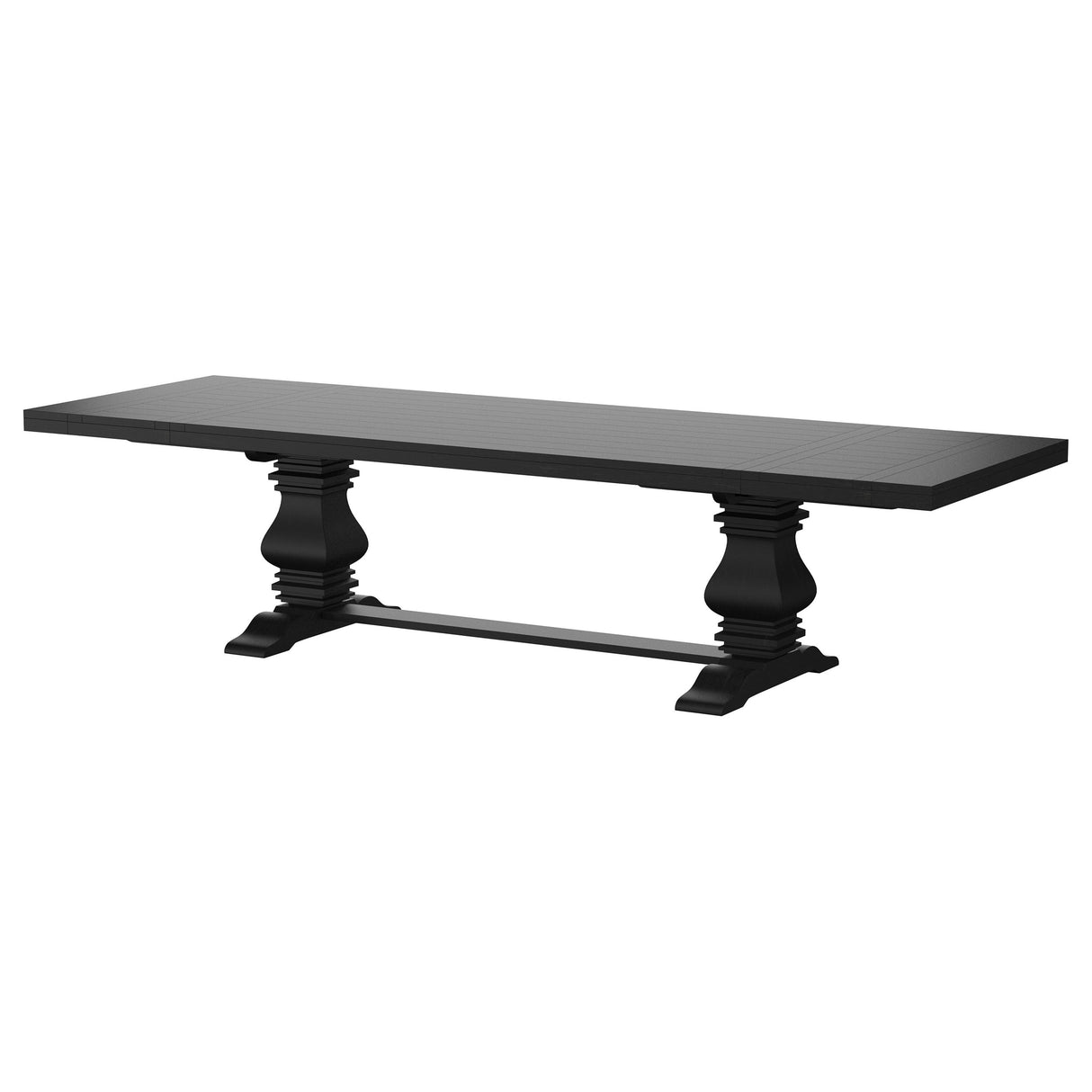 Florence 126-inch Extension Dining Table Distressed Black - Home Elegance USA