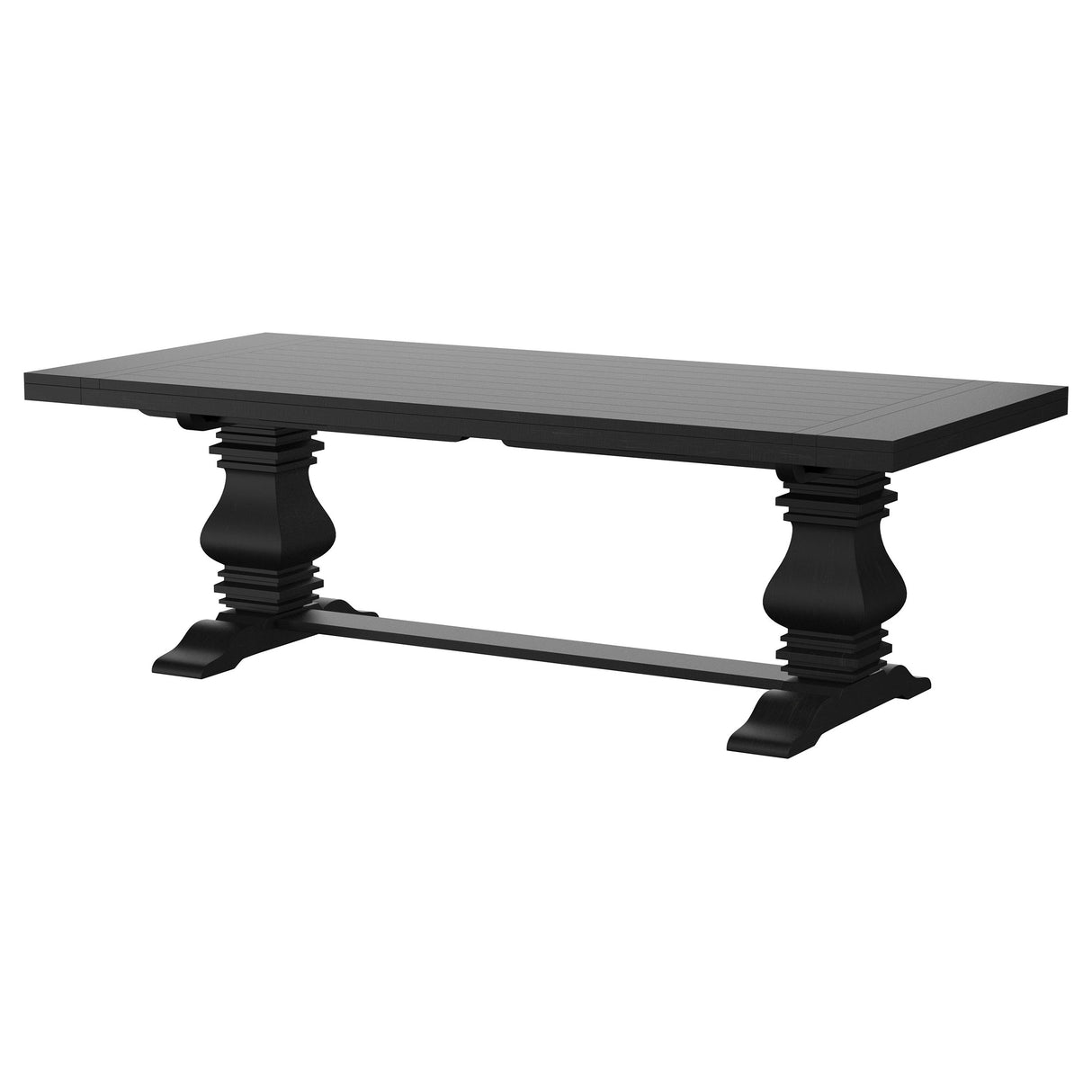 Florence 126-inch Extension Dining Table Distressed Black - Home Elegance USA