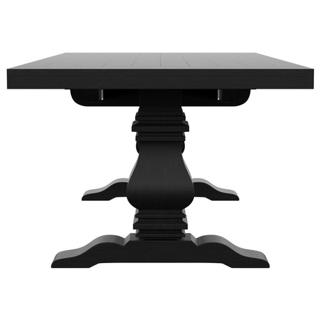 Florence 126-inch Extension Dining Table Distressed Black - Home Elegance USA