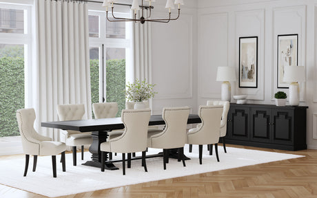 Florence 126-inch Extension Dining Table Distressed Black - Home Elegance USA