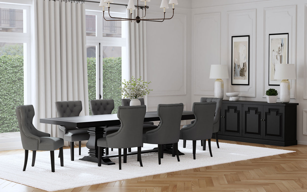 Florence 126-inch Extension Dining Table Distressed Black - Home Elegance USA