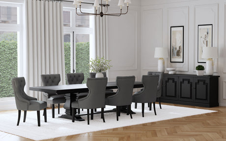 Florence 126-inch Extension Dining Table Distressed Black - Home Elegance USA