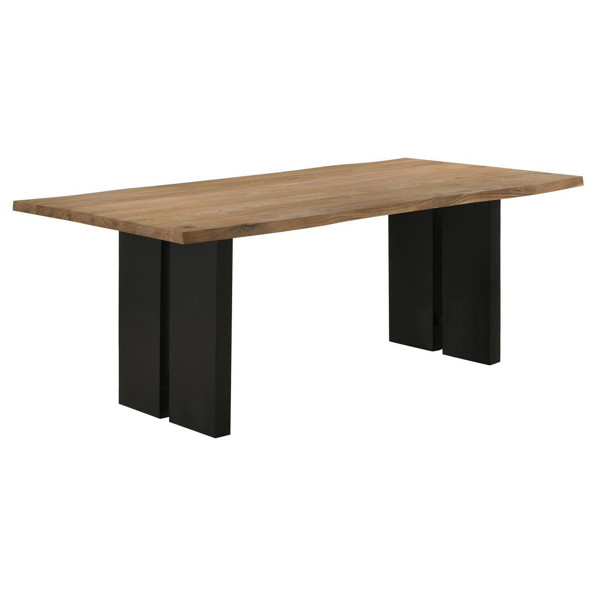 Bradshaw Rectangular Live Edge Dining Table Natural Acacia and Black | Coaster | Home Elegance USA