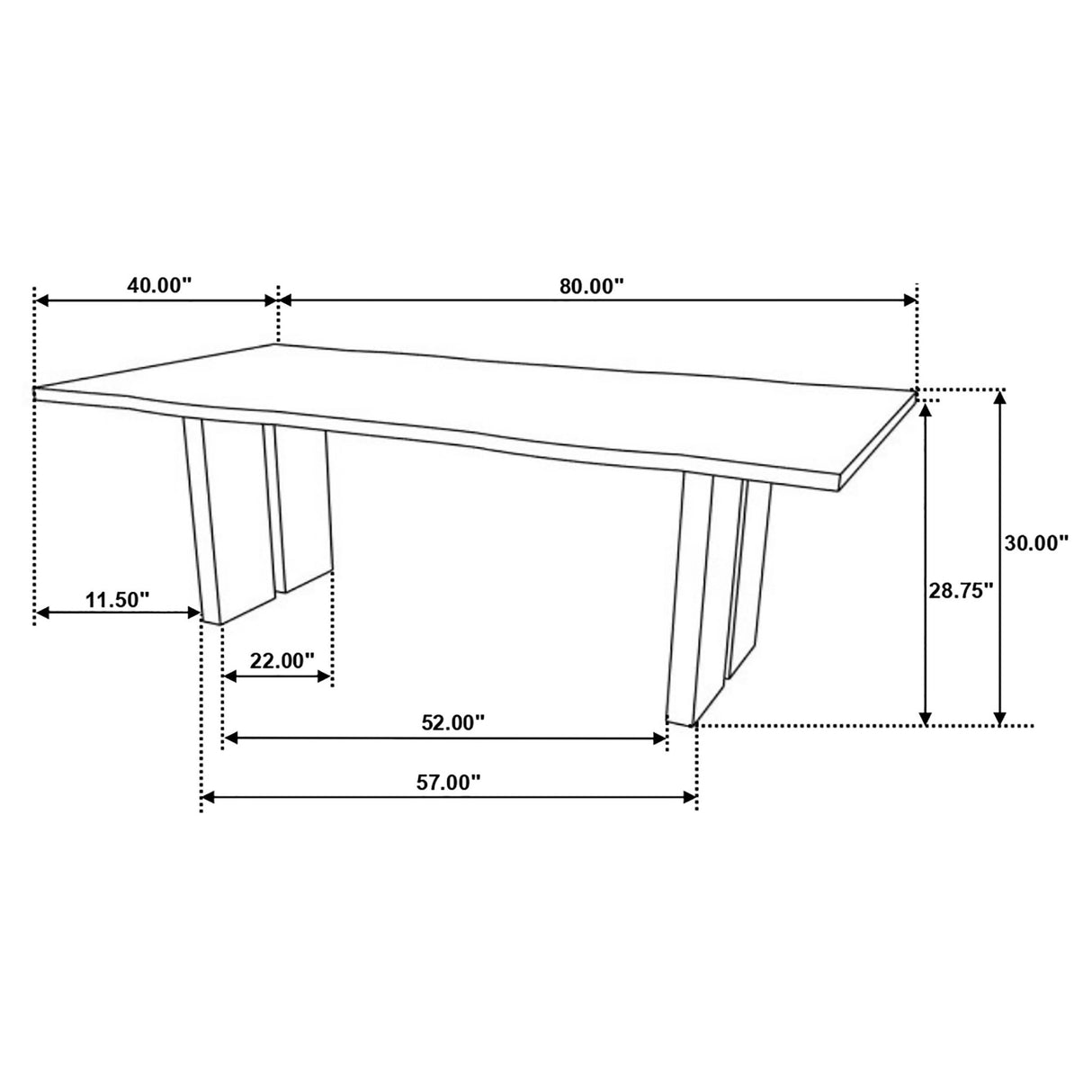 Bradshaw Rectangular Live Edge Dining Table Natural Acacia and Black | Coaster | Home Elegance USA