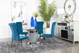 Ellie 5 - piece Cylinder Pedestal Dining Room Set Mirror and Teal | Coaster | Home Elegance USA