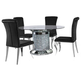 Ellie 5 - piece Cylinder Pedestal Dining Room Set Mirror and Black | Coaster | Home Elegance USA