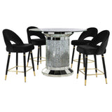 Ellie 5 - piece Pedestal Counter Height Dining Room Set Mirror and Black | Coaster | Home Elegance USA